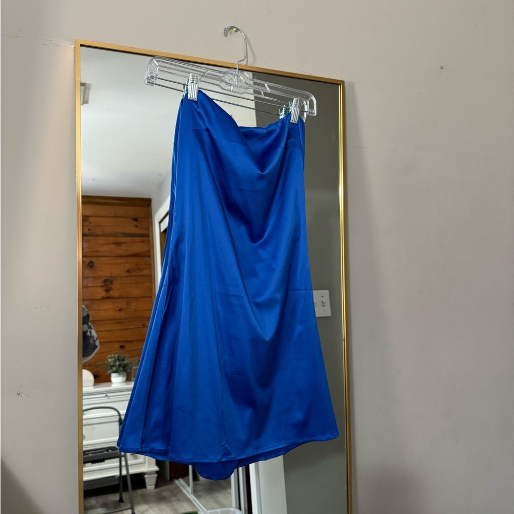 Blue strapless mini dress royal blue